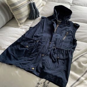 Navy Utility Vest Zip & Button